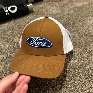 Ford Brown and White Cap with Blue Logo